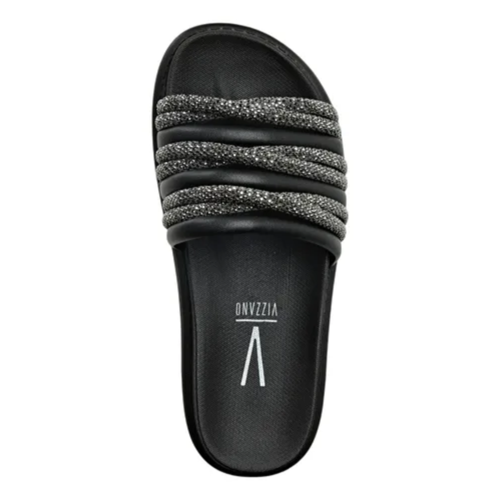 Tamanco Vizzano Tiras Entrelacadas Strass Elegancia Preto 2