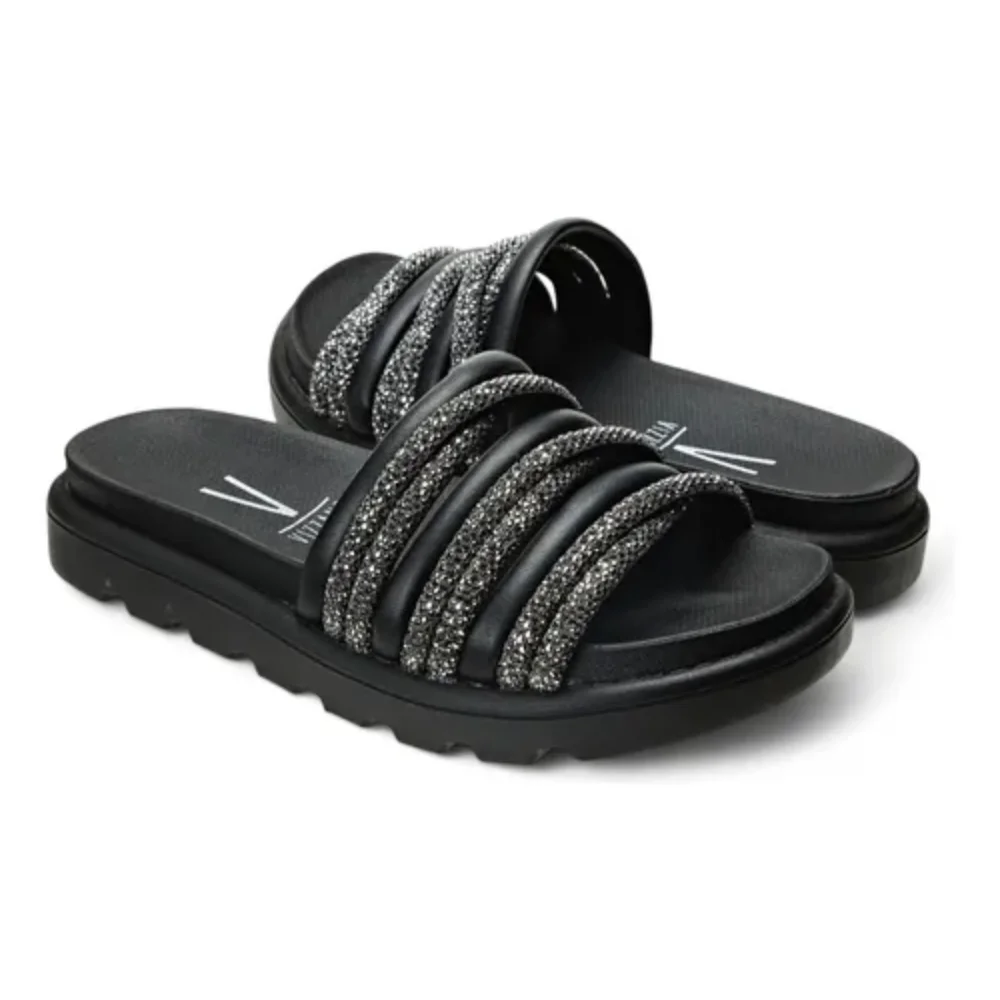 Tamanco Vizzano Tiras Entrelacadas Strass Elegancia Preto 4