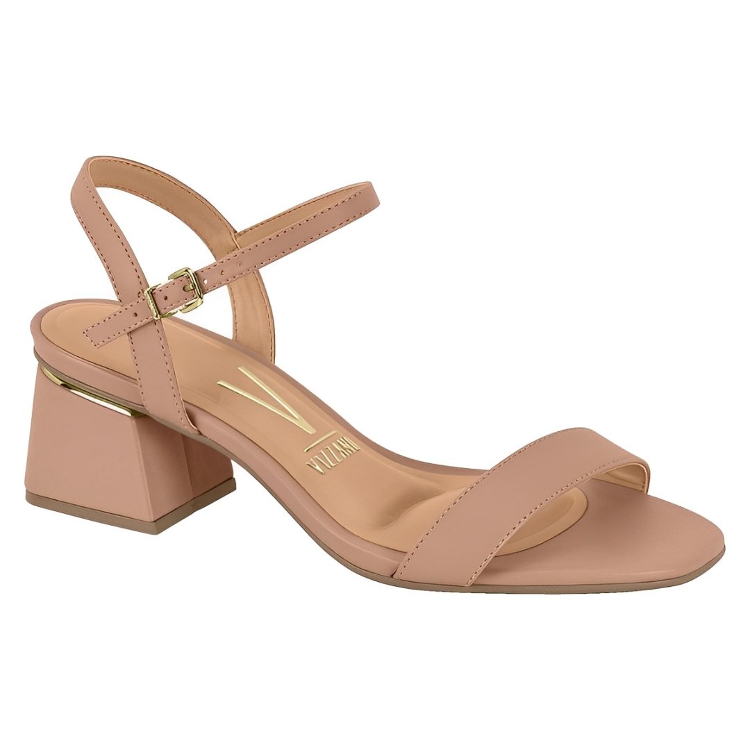 Sandalia Vizzano Bloco Fivela Nude Elegancia Conforto
