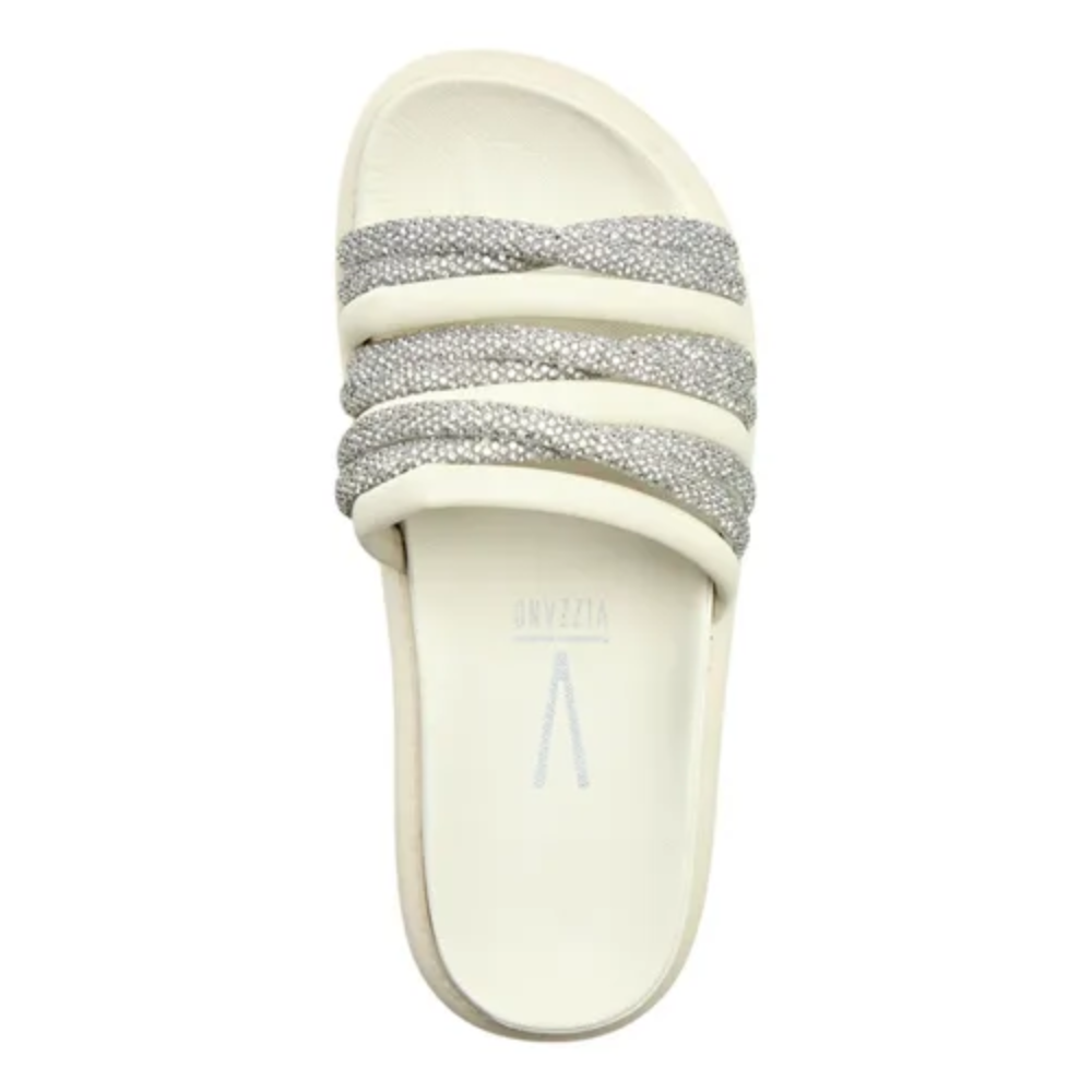 Tamanco Vizzano Tiras Strass Elegante Branco Off Branco Off/Cristal/Silver 2