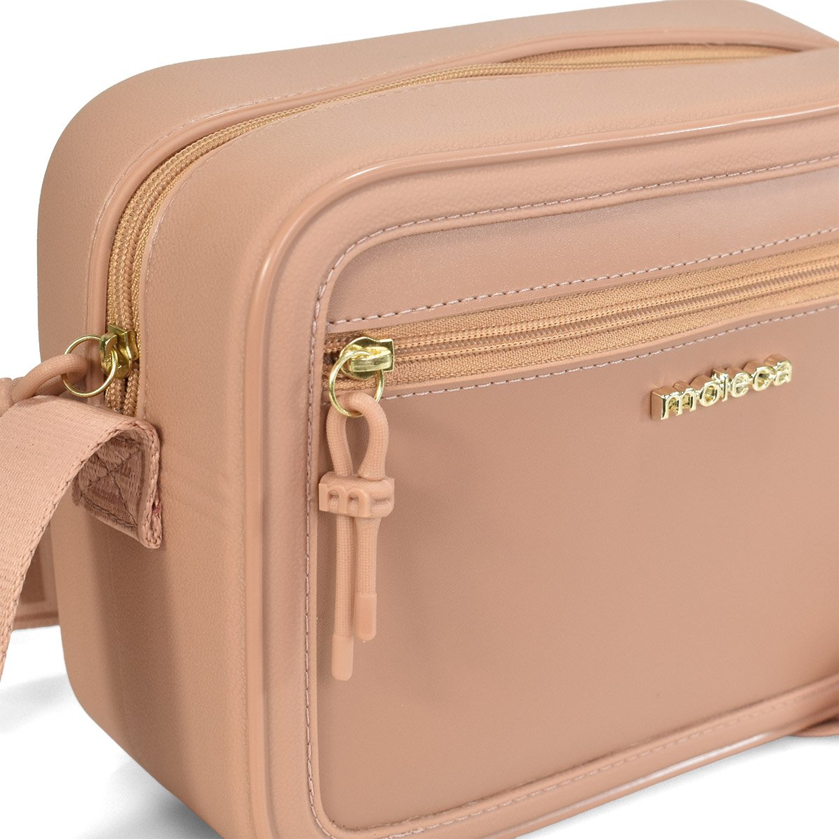 Bolsa Moleca Transversal Pequena Alca Larga Feminina Nude Bege 5