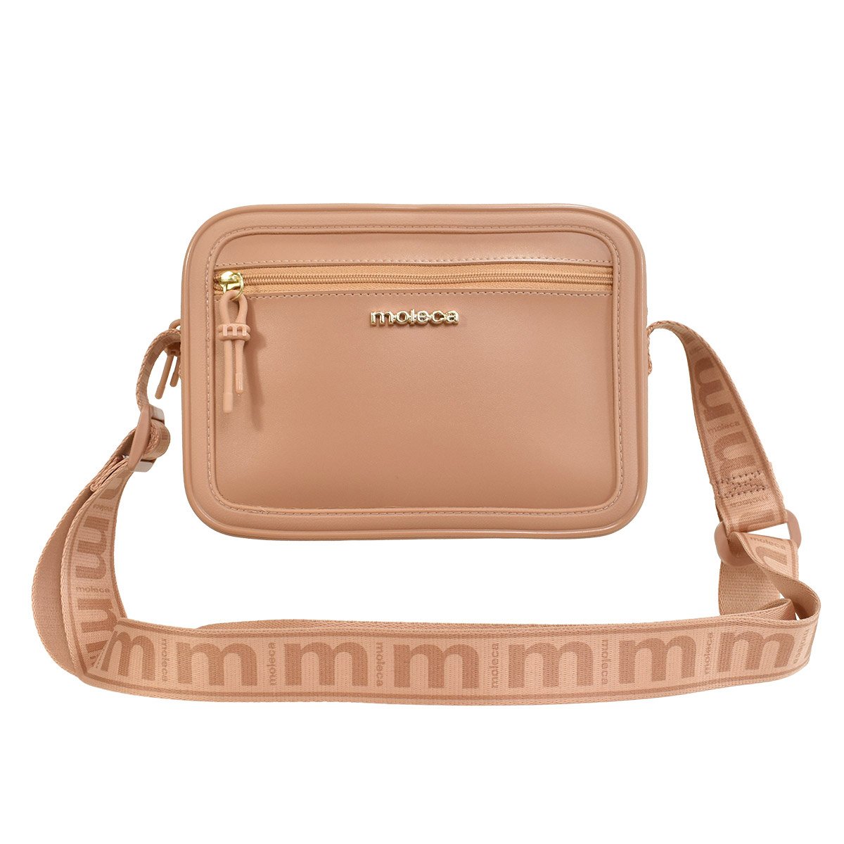 Bolsa Moleca Transversal Pequena Alca Larga Feminina Nude Bege 7