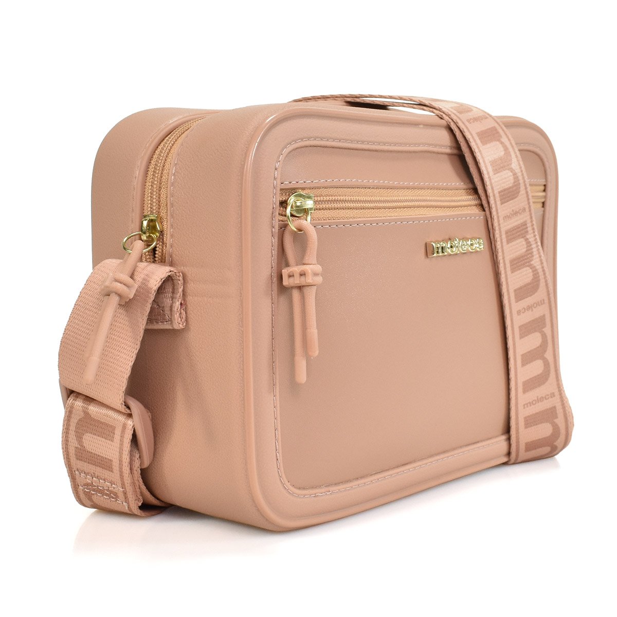 Bolsa Moleca Transversal Pequena Alca Larga Feminina Nude Bege 8