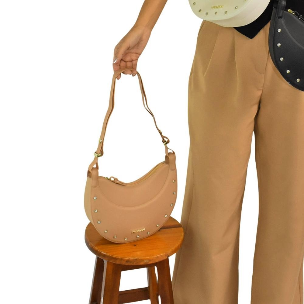 Bolsa Moleca Transversal Curvada Feminina Nude Nude 5