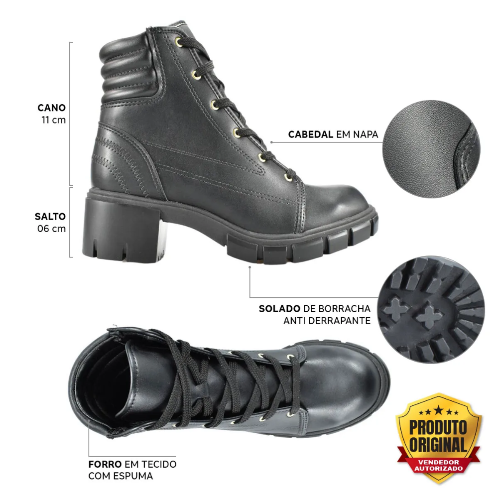 Coturno Feminino Moleca Tratorado Salto Bloco Preto 5338107 Preto 4