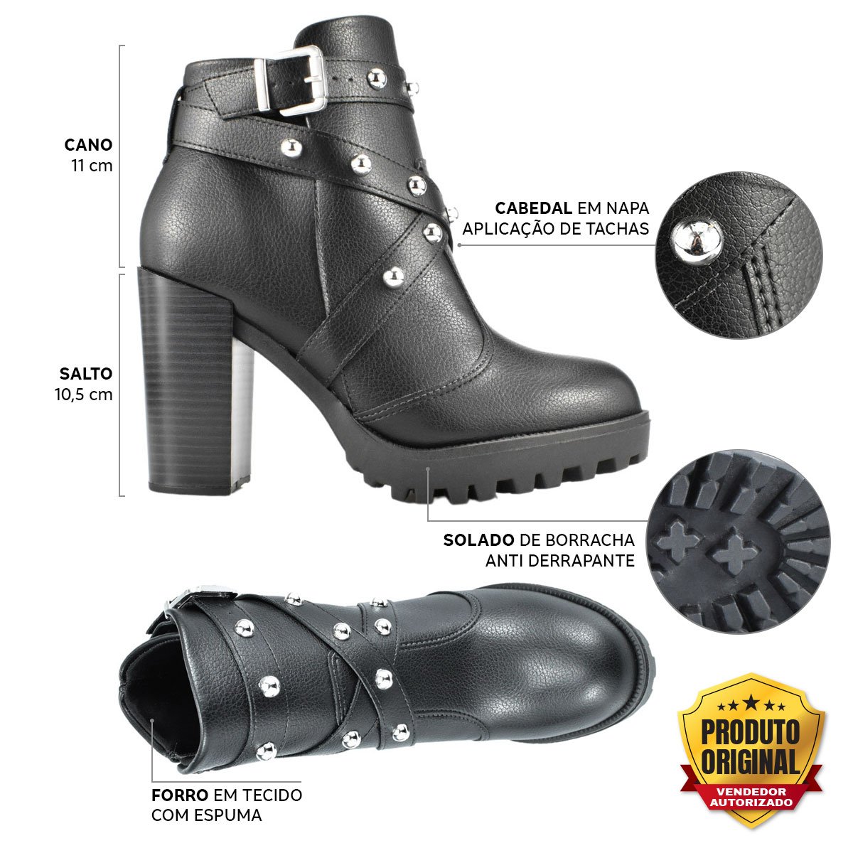 Bota Moleca Cano Curto Elegancia Moderna Preta Preto 3