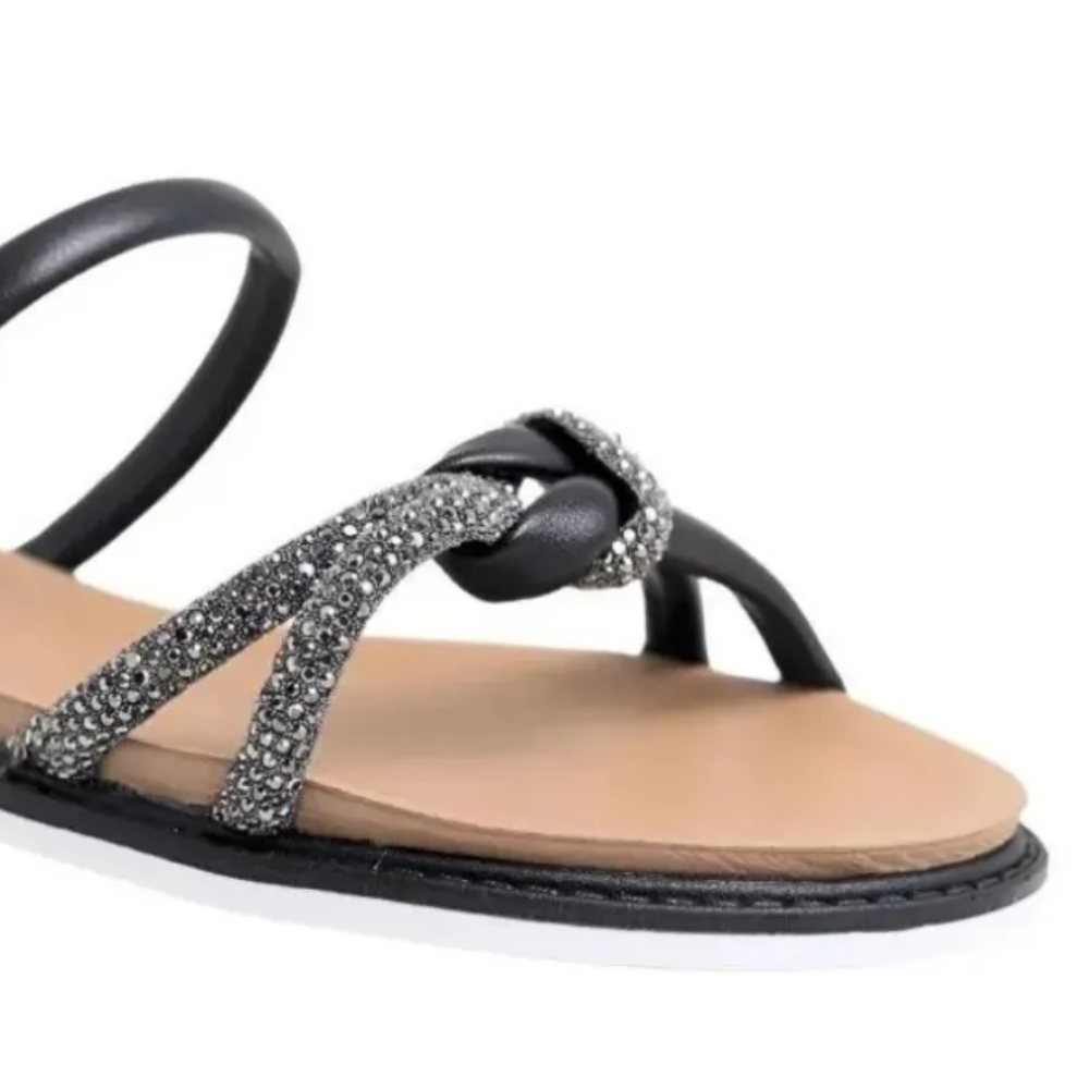 Rasteira Feminina Casual Moleca Glitter Black Diamond/Black 5