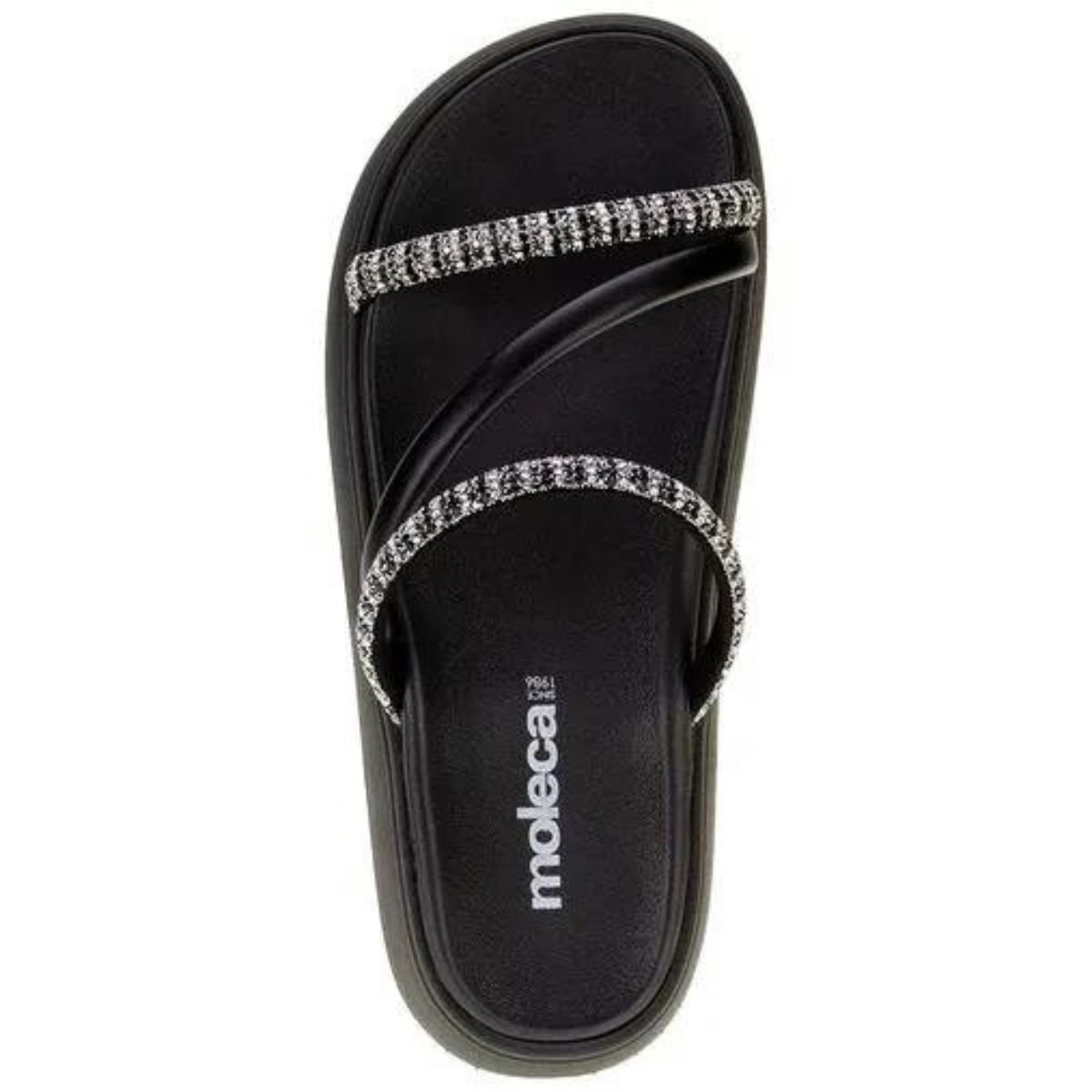 Papete Moleca Strass Brilho Feminina Preta Preto 2