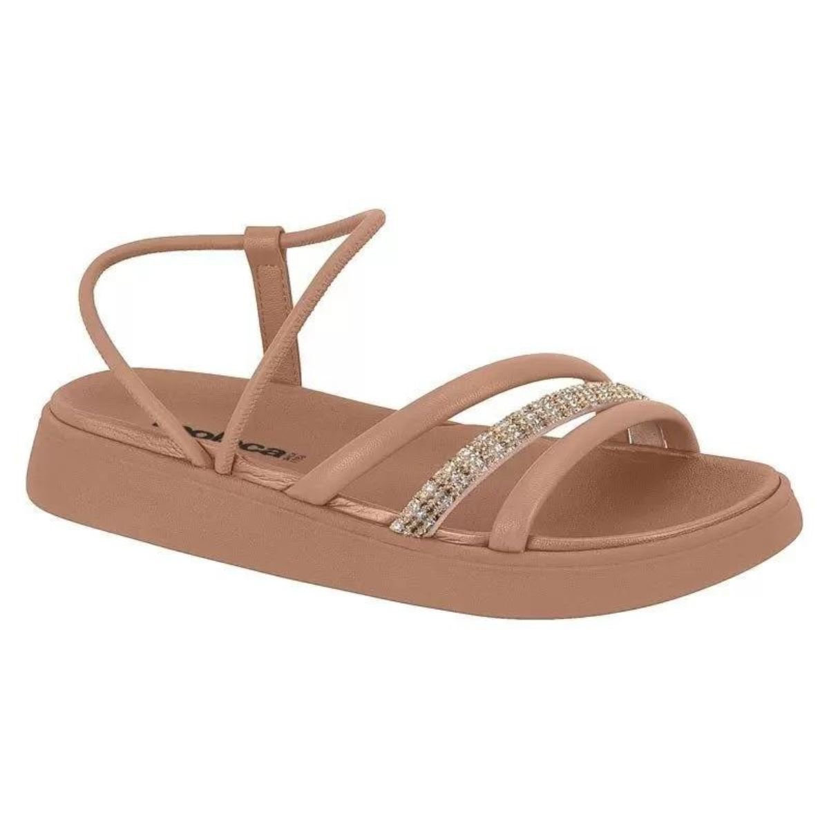 Sandalia Moleca Casual Strass Brilho Feminina Nude