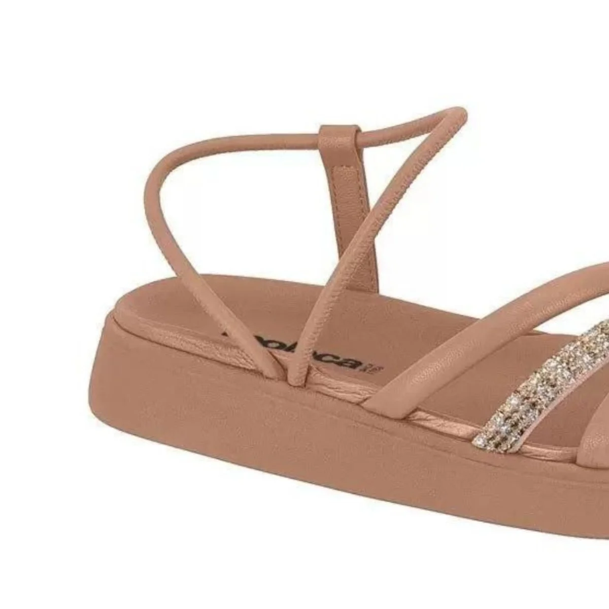 Sandalia Moleca Casual Strass Brilho Feminina Nude Bege 4