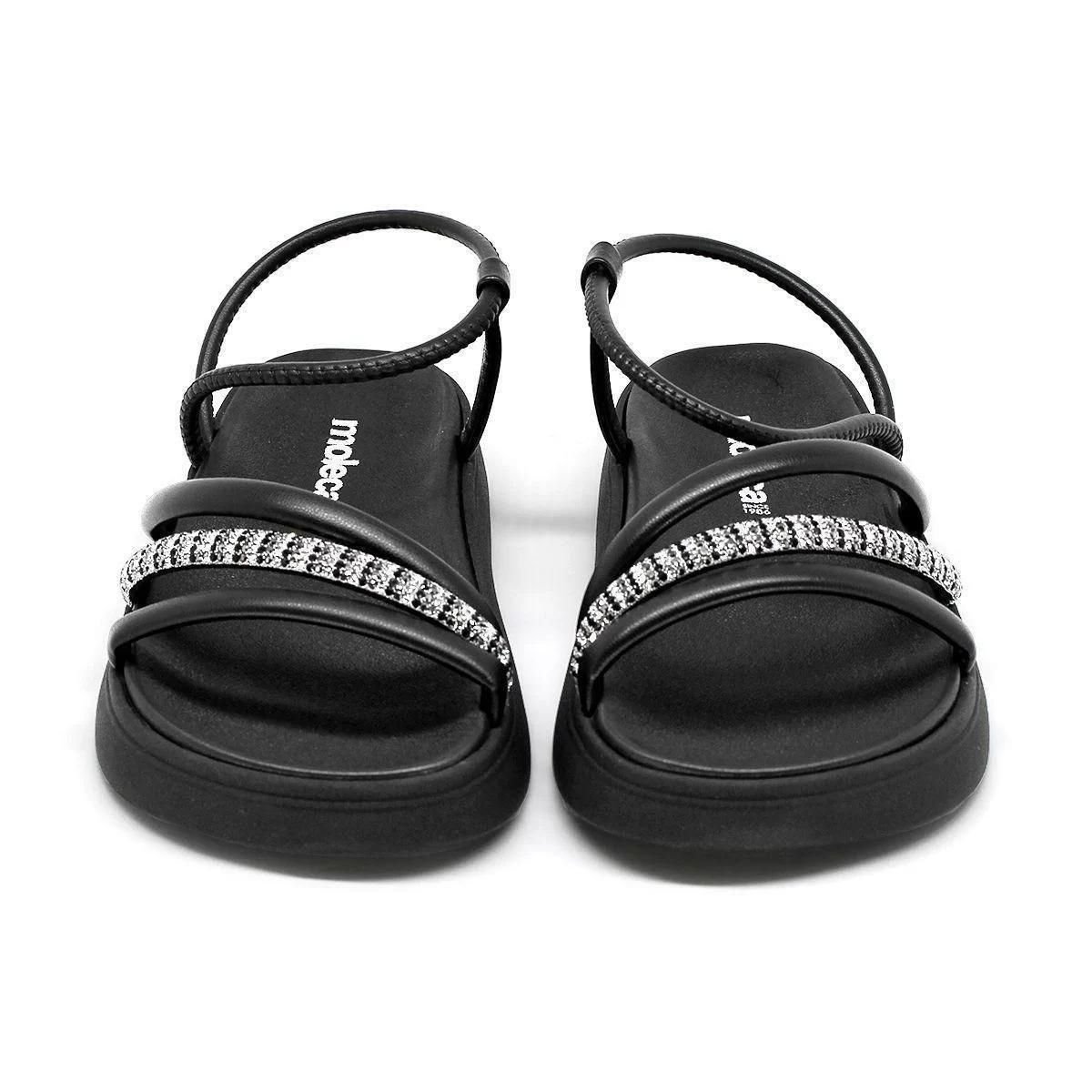 Sandalia Moleca Casual Strass Brilho Feminina Preta Preto 3