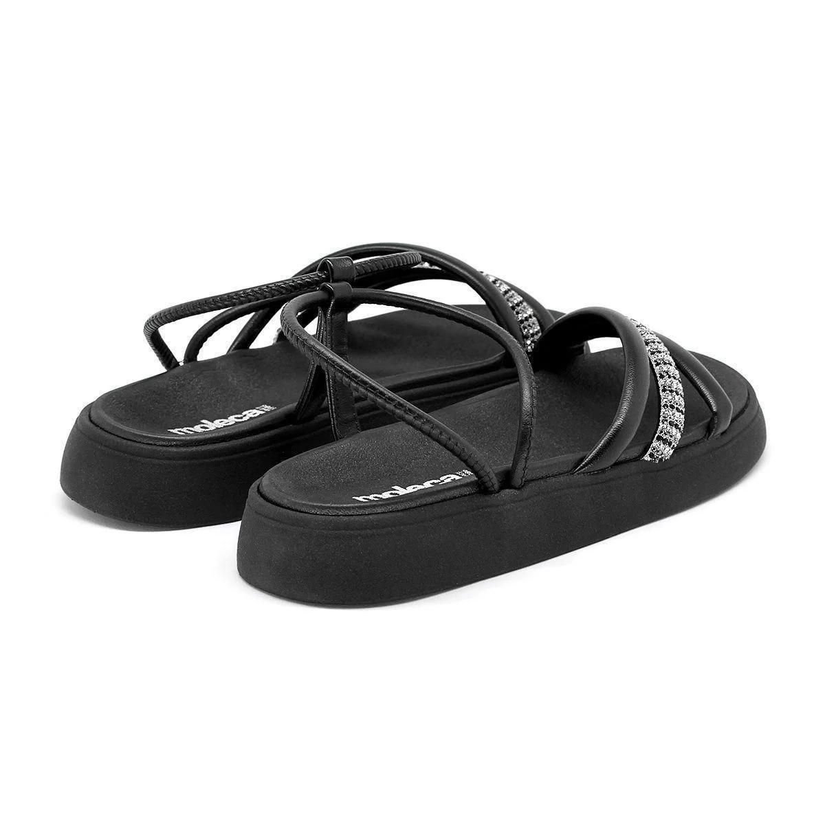Sandalia Moleca Casual Strass Brilho Feminina Preta Preto 4