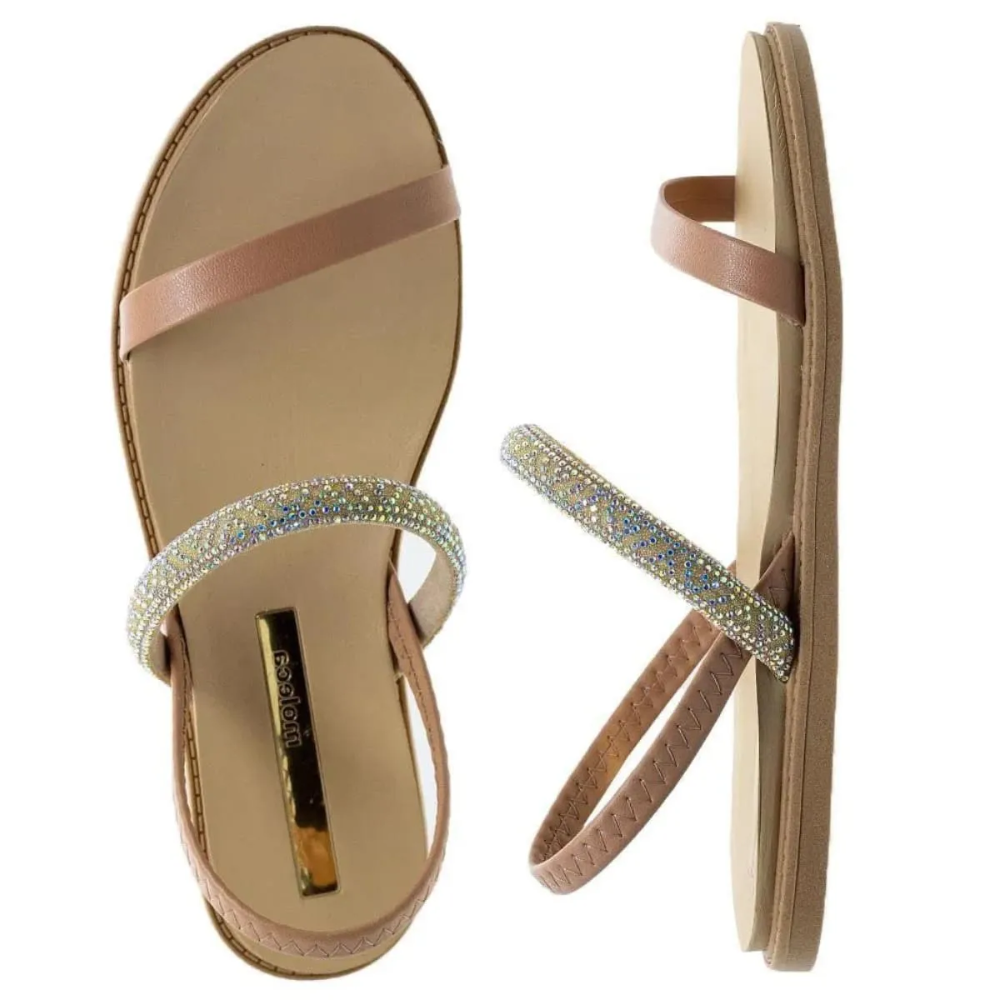 Sandalia Feminina Moleca Flat Rasteira Creme Nude Bege 2