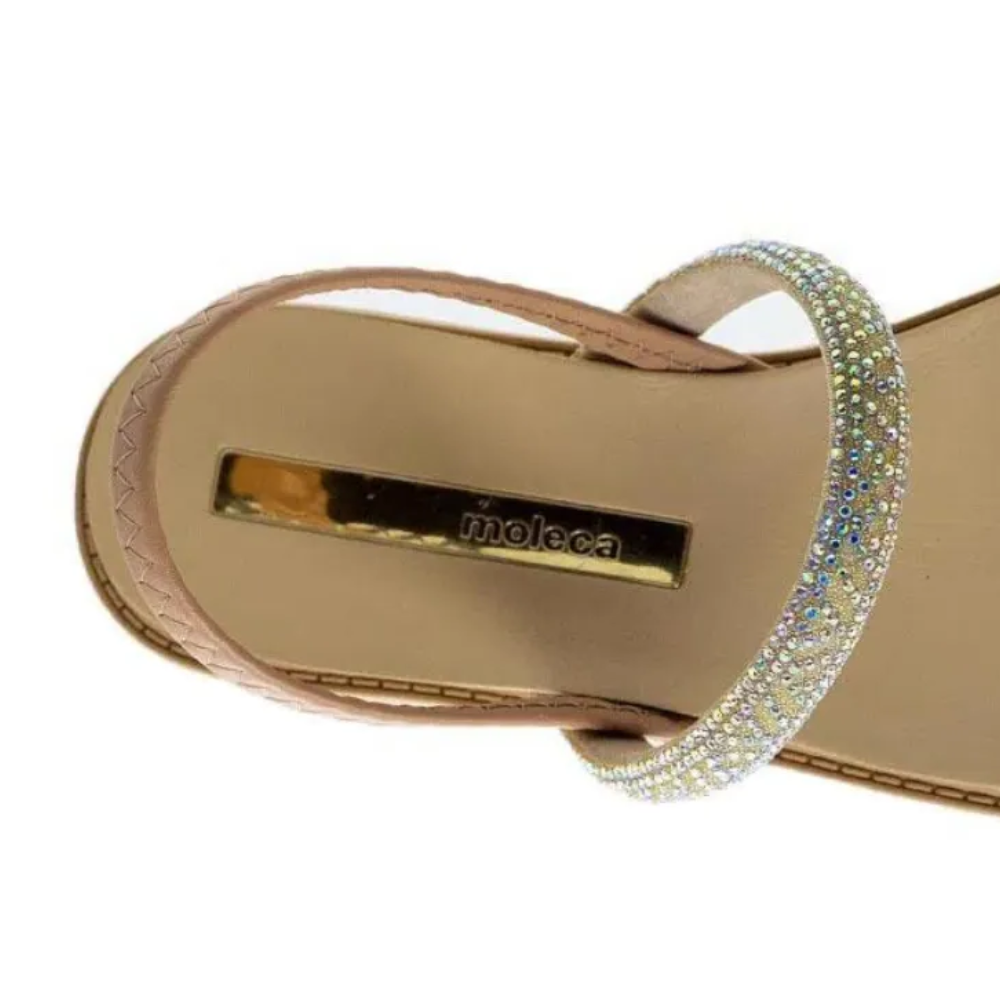 Sandalia Feminina Moleca Flat Rasteira Creme Nude Bege 5