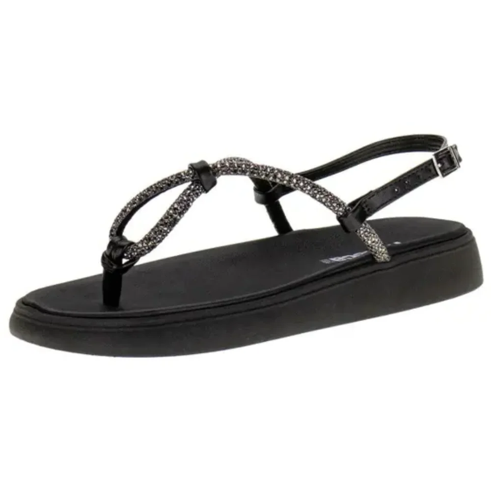 Sandalia Feminina Moleca Sola Grossa Feminina Preto 5499100 Black/Diamond 2