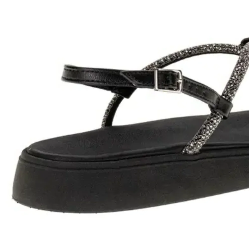 Sandalia Feminina Moleca Sola Grossa Feminina Preto 5499100 Black/Diamond 5