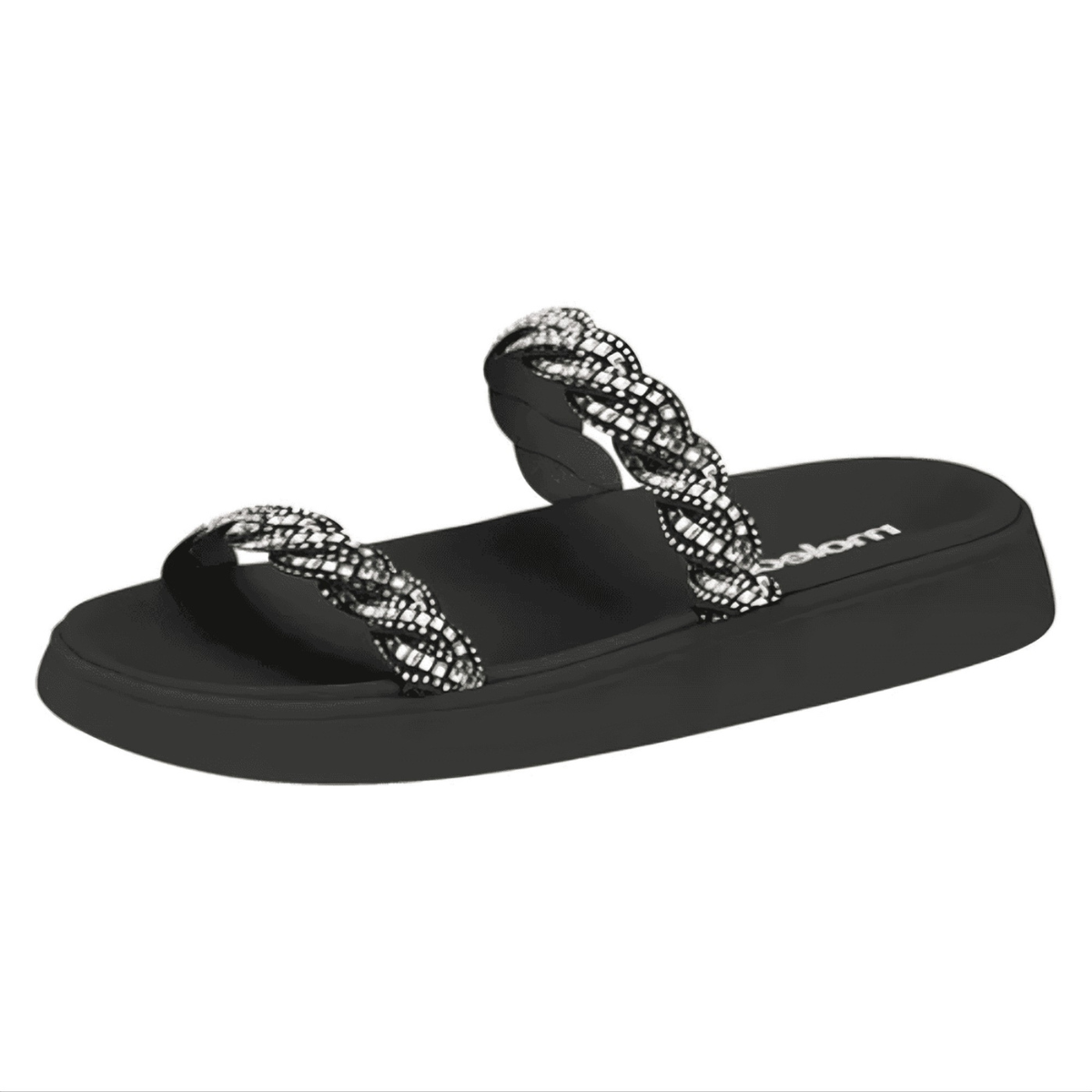Sandalia Feminina Moleca Casual Preto Tiras Pedraria 5469133 Preto 3