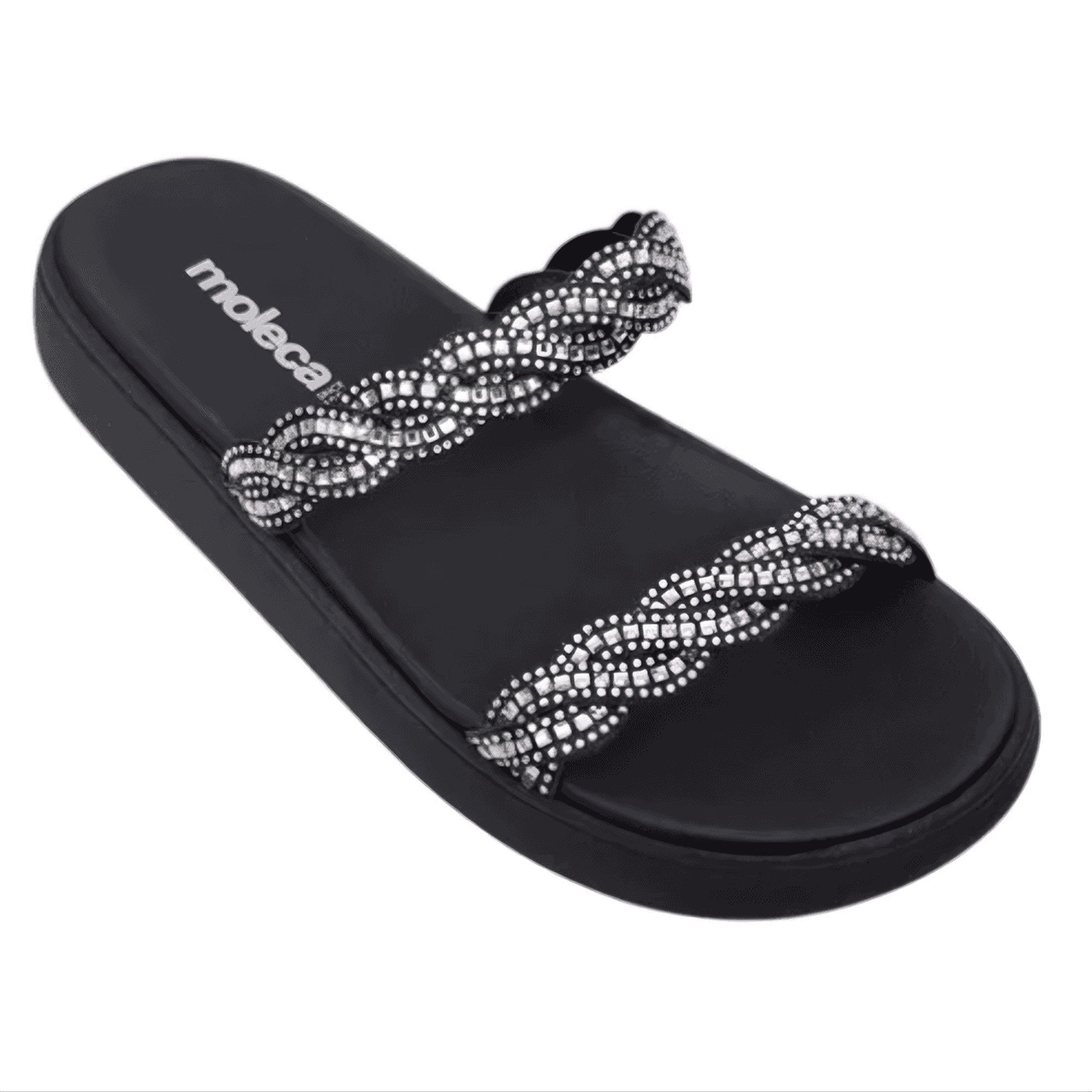 Sandalia Feminina Moleca Casual Preto Tiras Pedraria 5469133 Preto 6