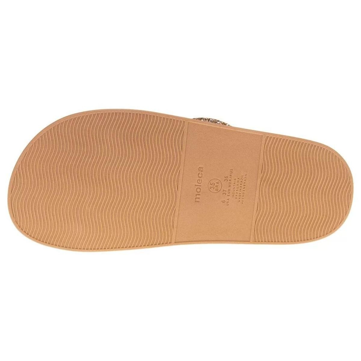 Papete Moleca Tres Tiras Strass Feminina Nude Marrom 4