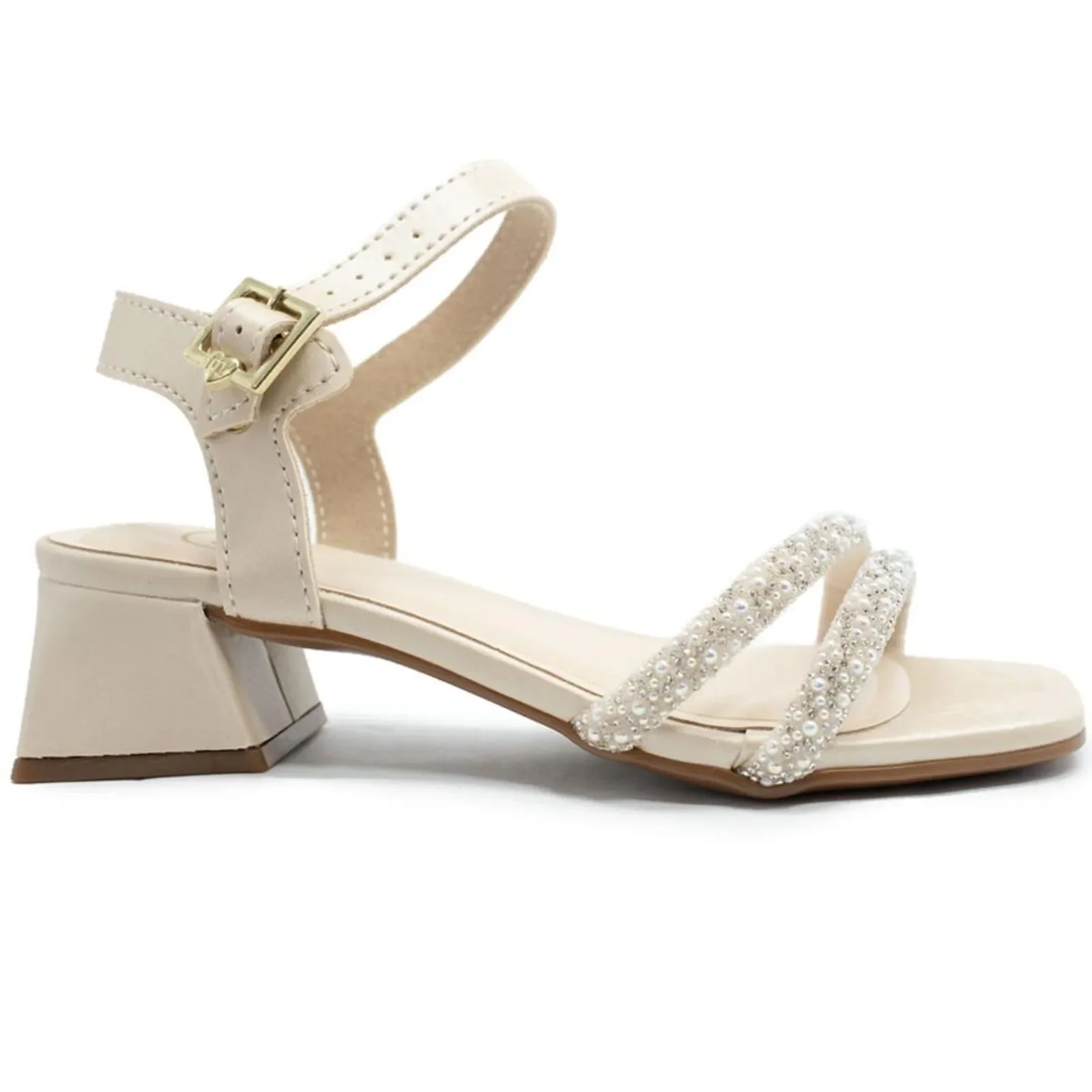 Sandalia Infantil Molekinha Tamanco Salto Bege 2347107 Creme/Cristal/Branco Off 4