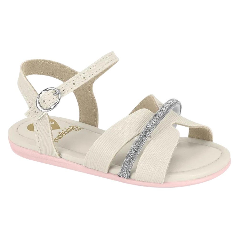 Sandalia Molekinha Brilho Off White Encanto Infantil