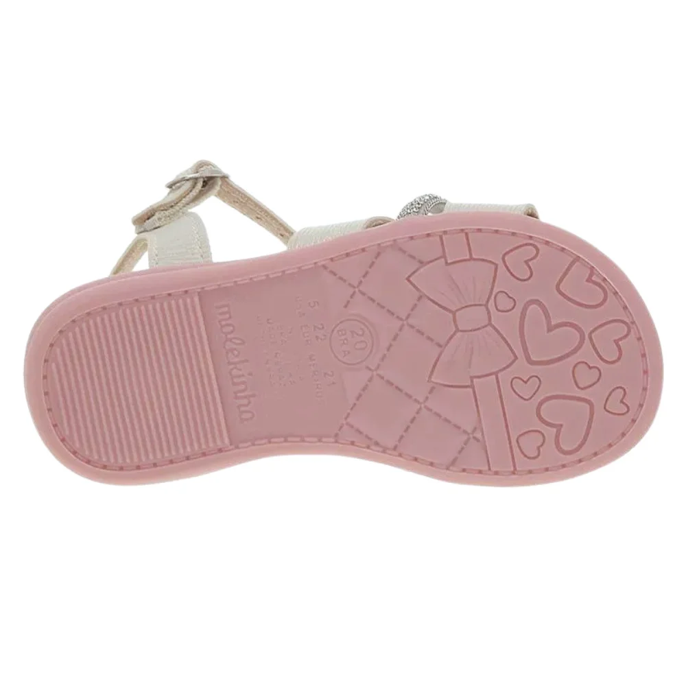 Sandalia Molekinha Brilho Off White Encanto Infantil Branco Off 2
