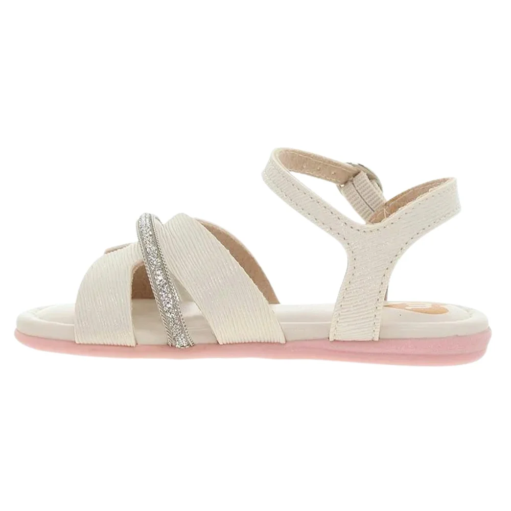 Sandalia Molekinha Brilho Off White Encanto Infantil Branco Off 4