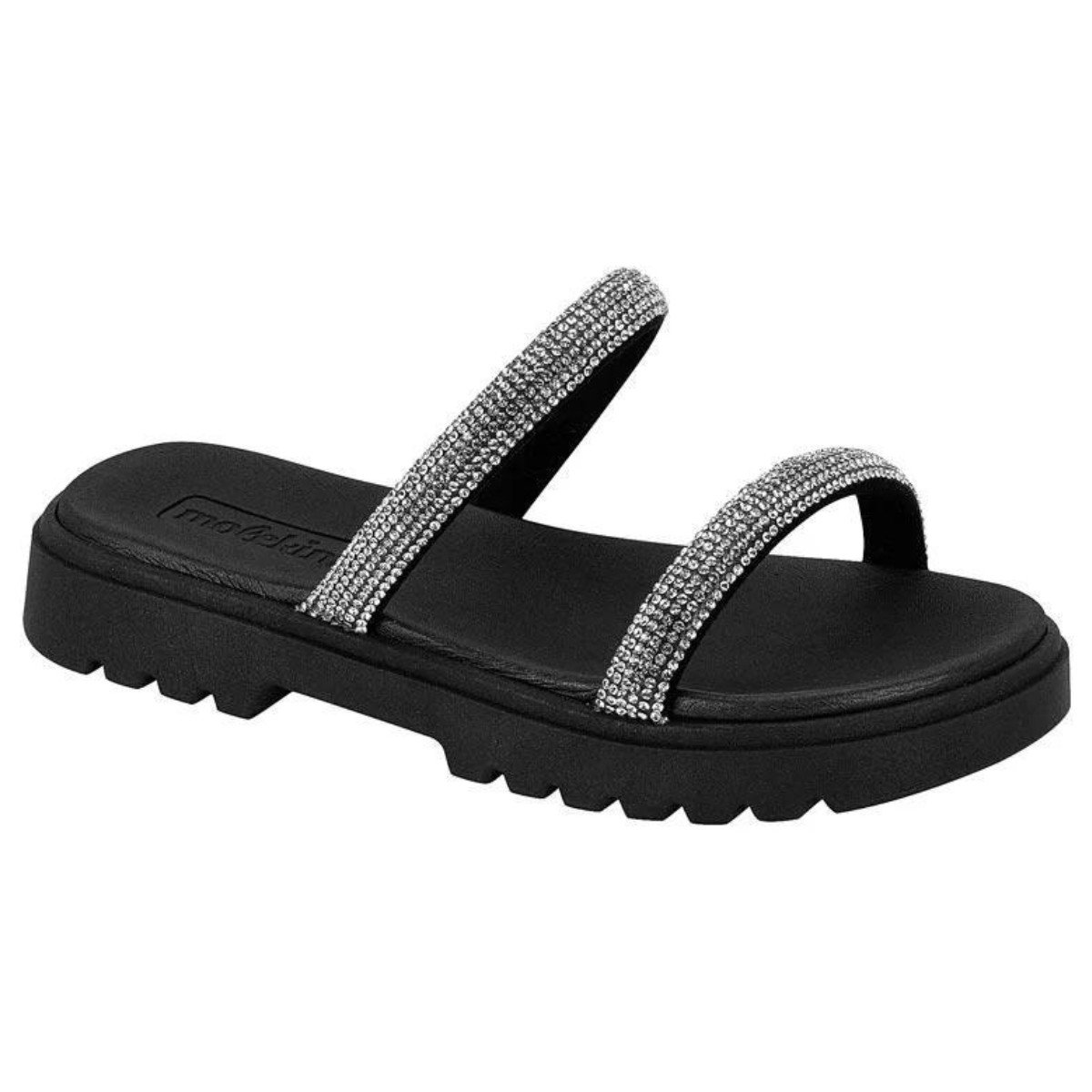 Chinelo Molekinha Infantil Strass Brilho e Conforto Preto 2