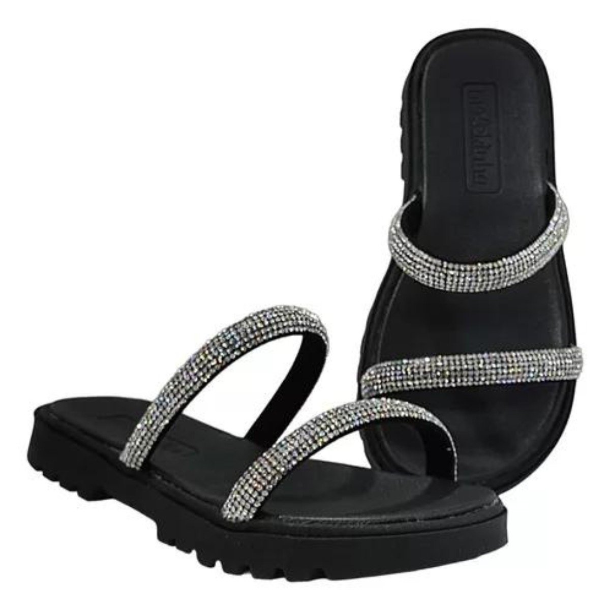 Chinelo Molekinha Infantil Strass Brilho e Conforto Preto 4