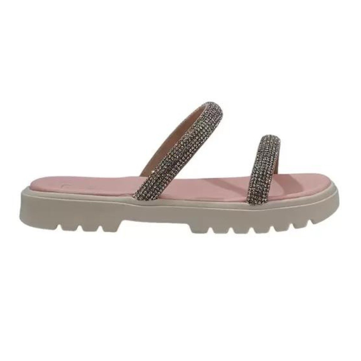 Chinelo Molekinha Rosa com Strass Brilhante