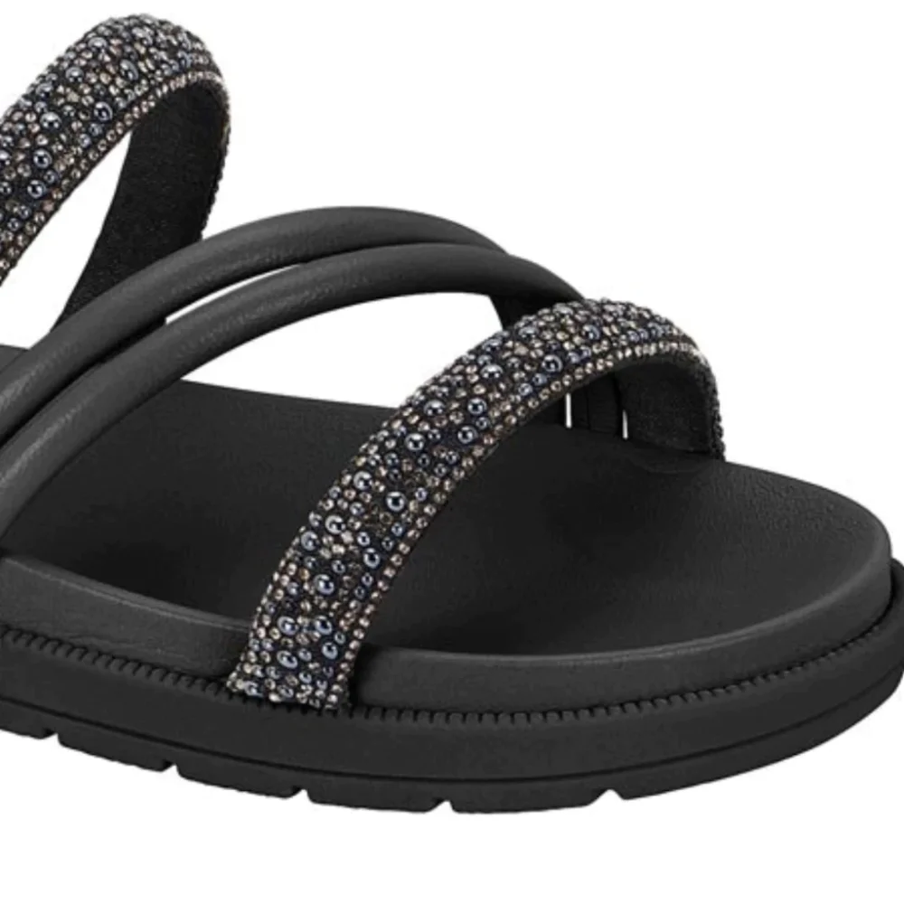 Papete Infantil Molekinha Preta Tiras Brilhantes Conforto Grafite/Preto/Marinho 3