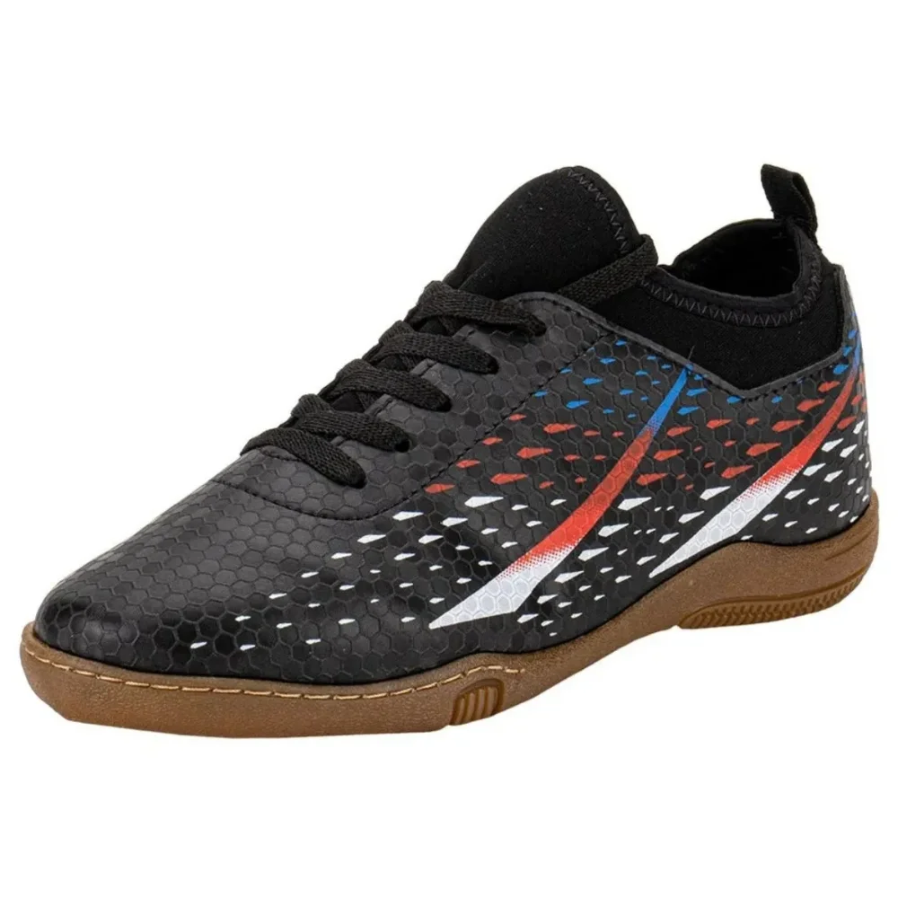 Chuteira Indoor Molekinho Infantil Cadarcos Preta Preto/Branco/Vermelho 4