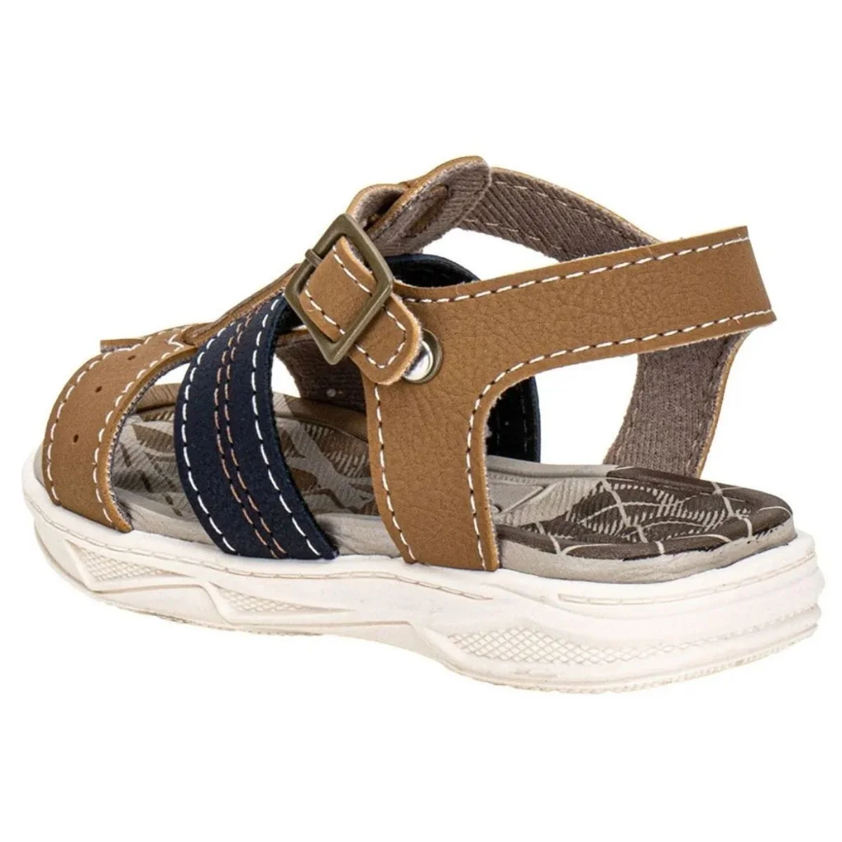 Sandalia Molekinho Menino Leve Moderna Caramelo Marinho Caramelo/Marinho 3