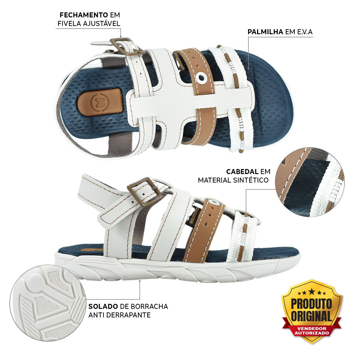 Sandalia Papete Molekinho Infantil Menino 2135657 Branco 2