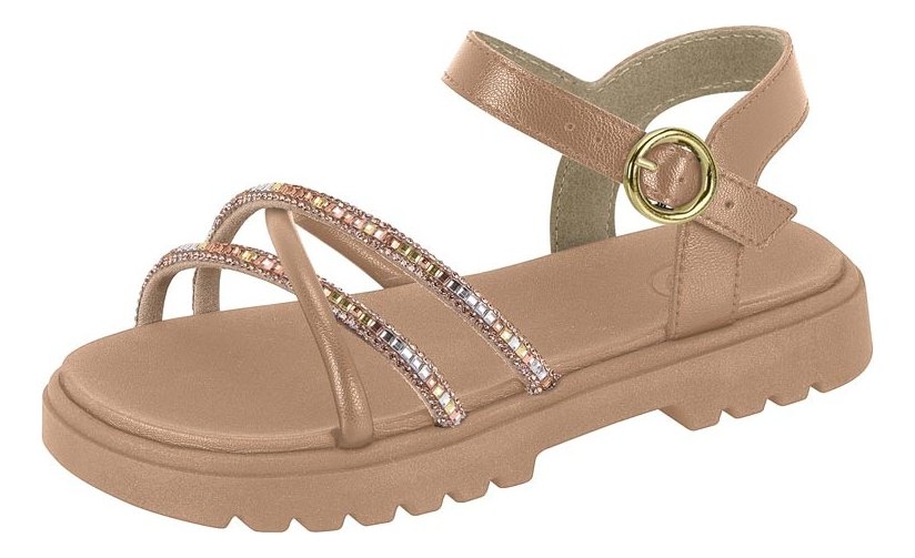 Sandalia Molekinha Meninas Nude Detalhe Brilho 2344144   Bege 5