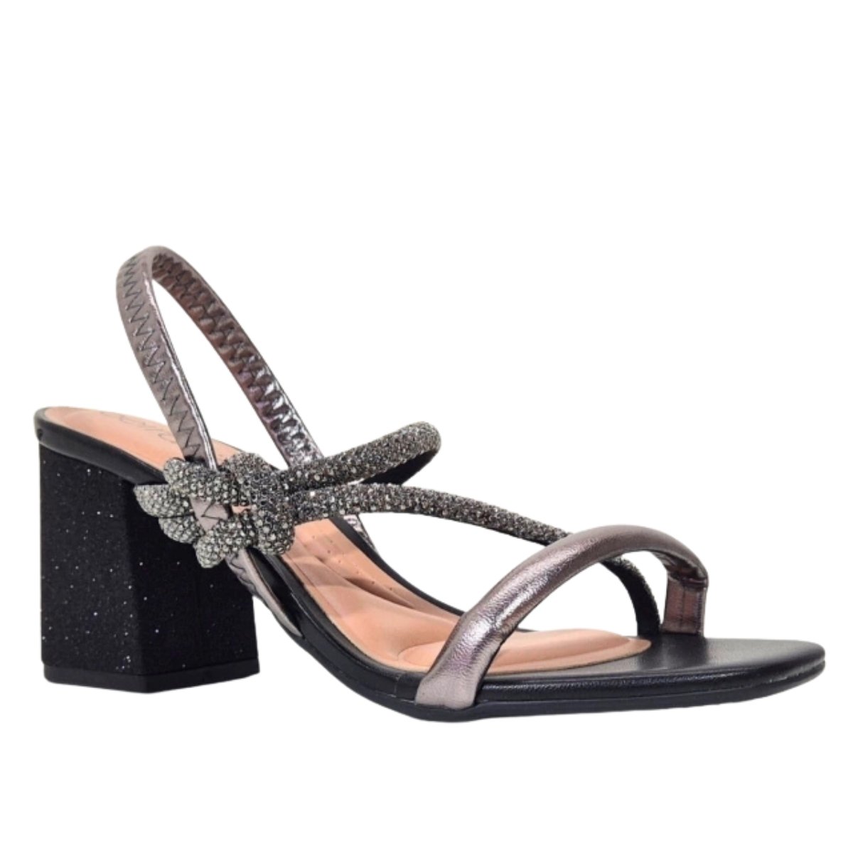 Sandalia Beira Rio Grafite Brilhante Elegancia