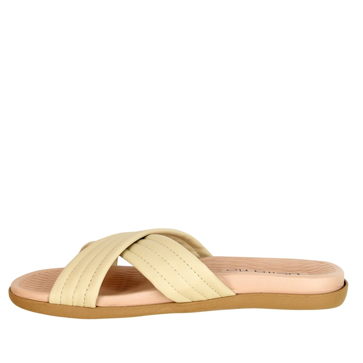 Tamanco Feminino Beira Rio Creme Tiras Cruzadas Anatomico 