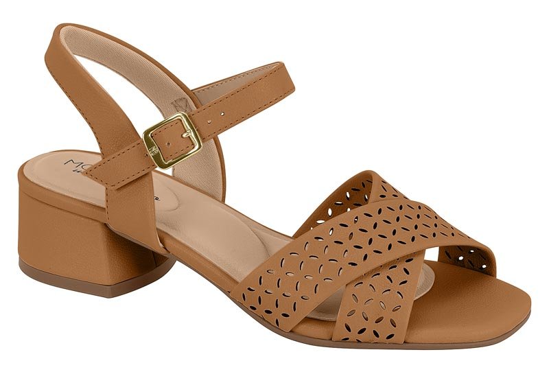 Sandalia Napa Modare Camel Elegante Atemporal Salto Bloco