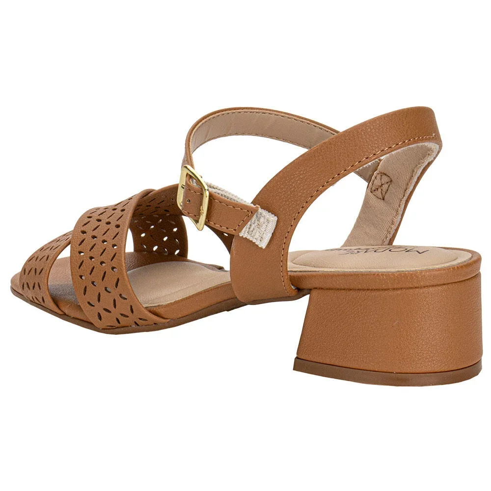 Sandalia Napa Modare Camel Elegante Atemporal Salto Bloco Marrom 3
