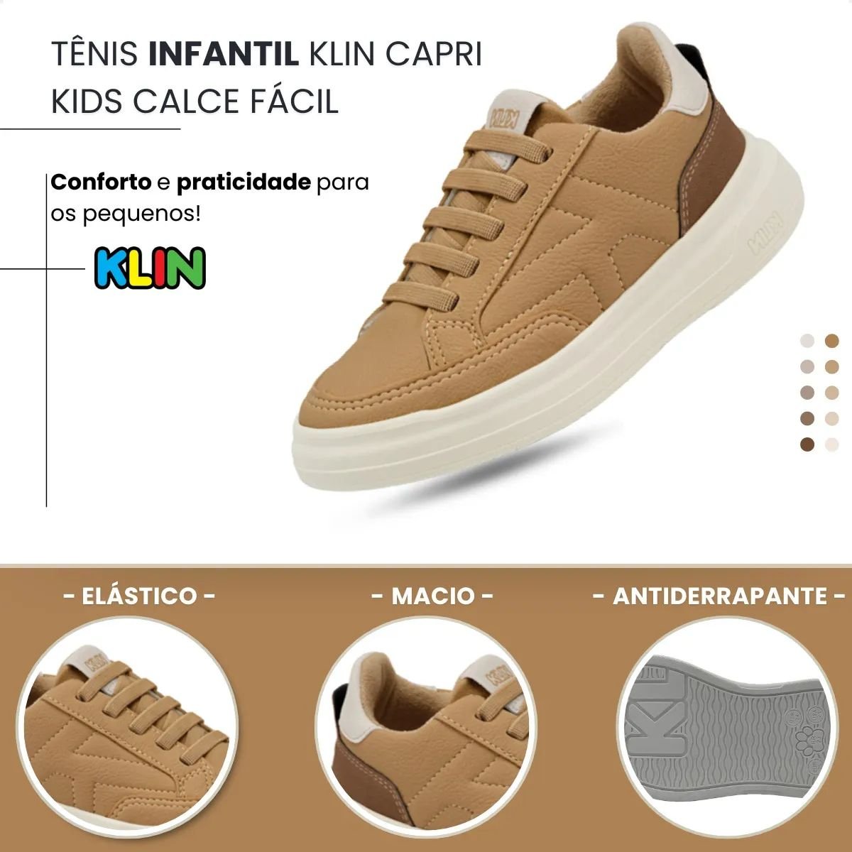 Klin Tenis Infantil Suporte Ativo Capuccino Caramelo Off Marrom 3