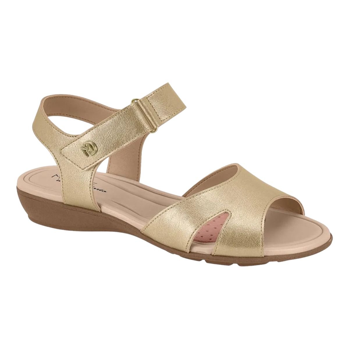 Sandalia Modare Dourada Metalizada Elegante e Confortavel