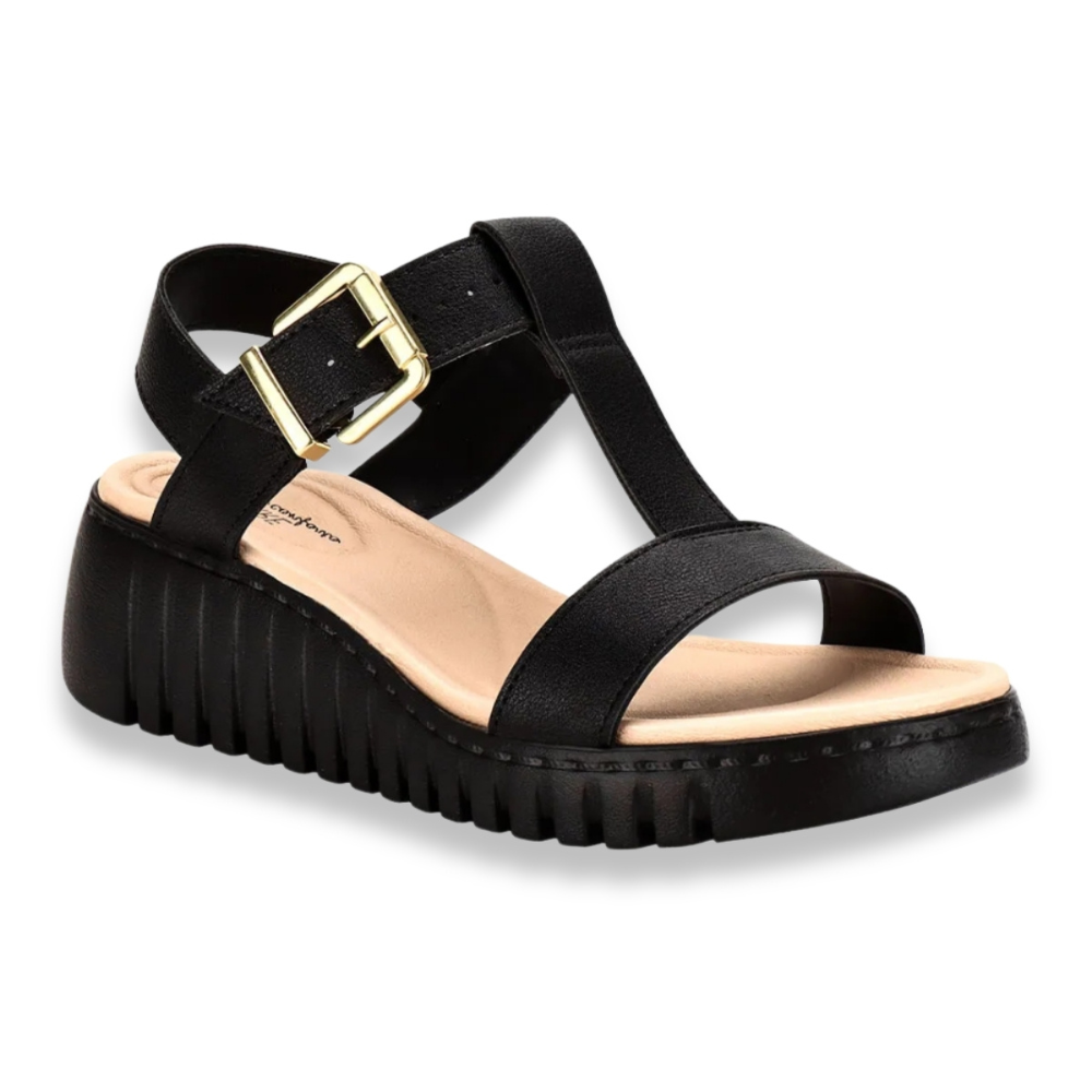 Sandalia Modare Anabela Preta Conforto e Estilo