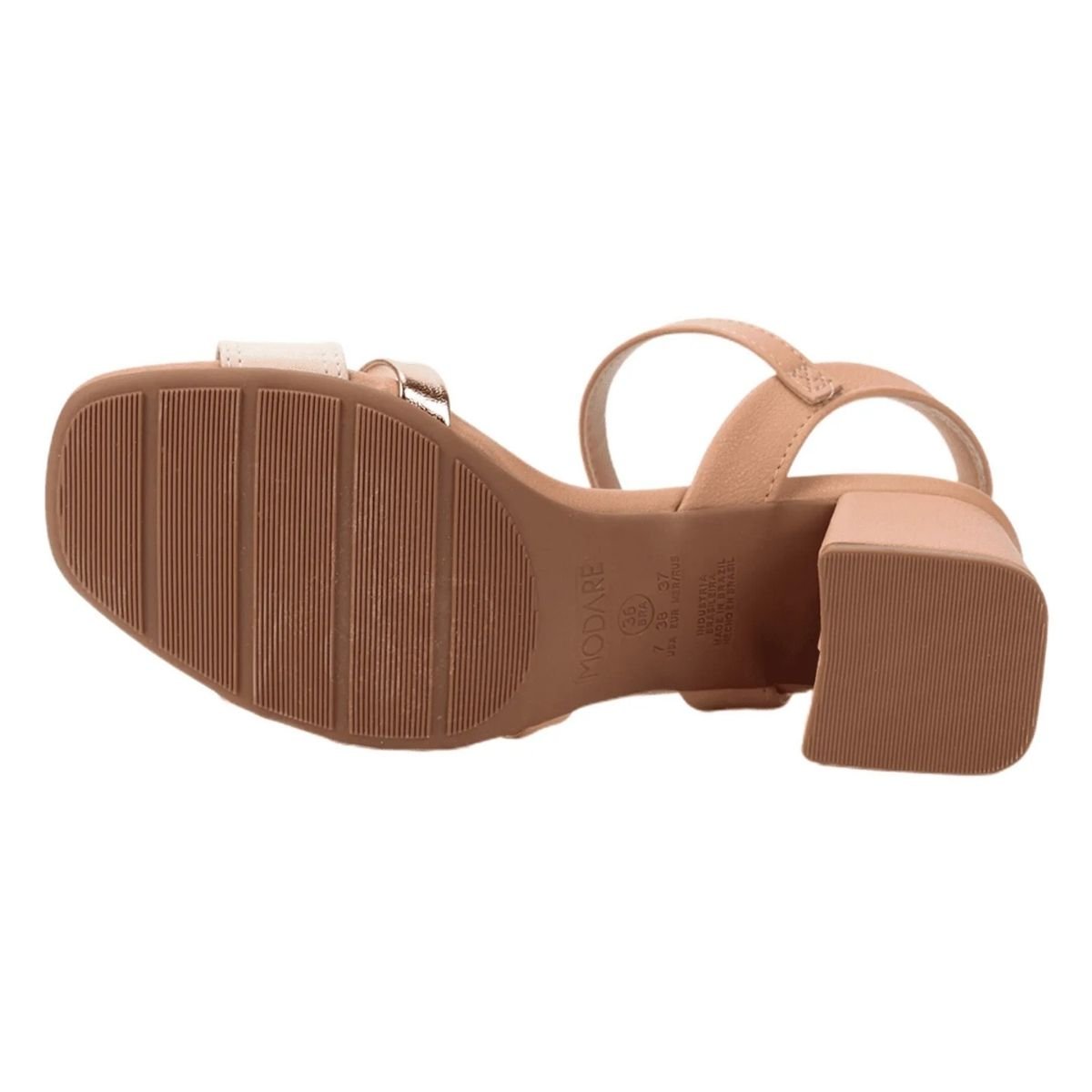 Sandalia Modare Salto Bloco Conforto Feminina Nude Nude 4
