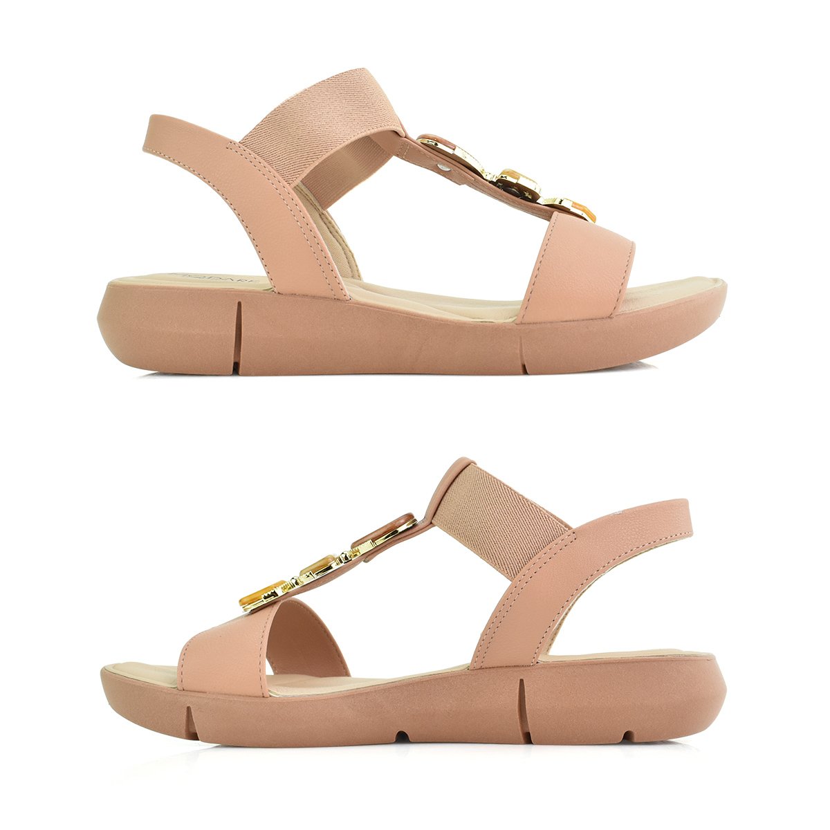 Sandalia Modare Ultraconforto Casual Pedraria Feminina Nude Bege 4