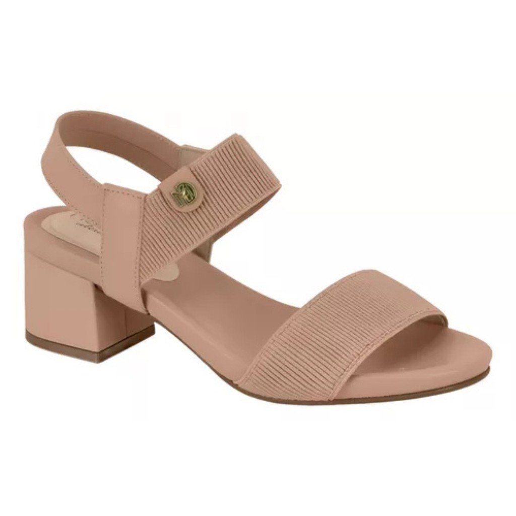 Sandalia Modare Bloco Elastano Nude Conforto Elegante