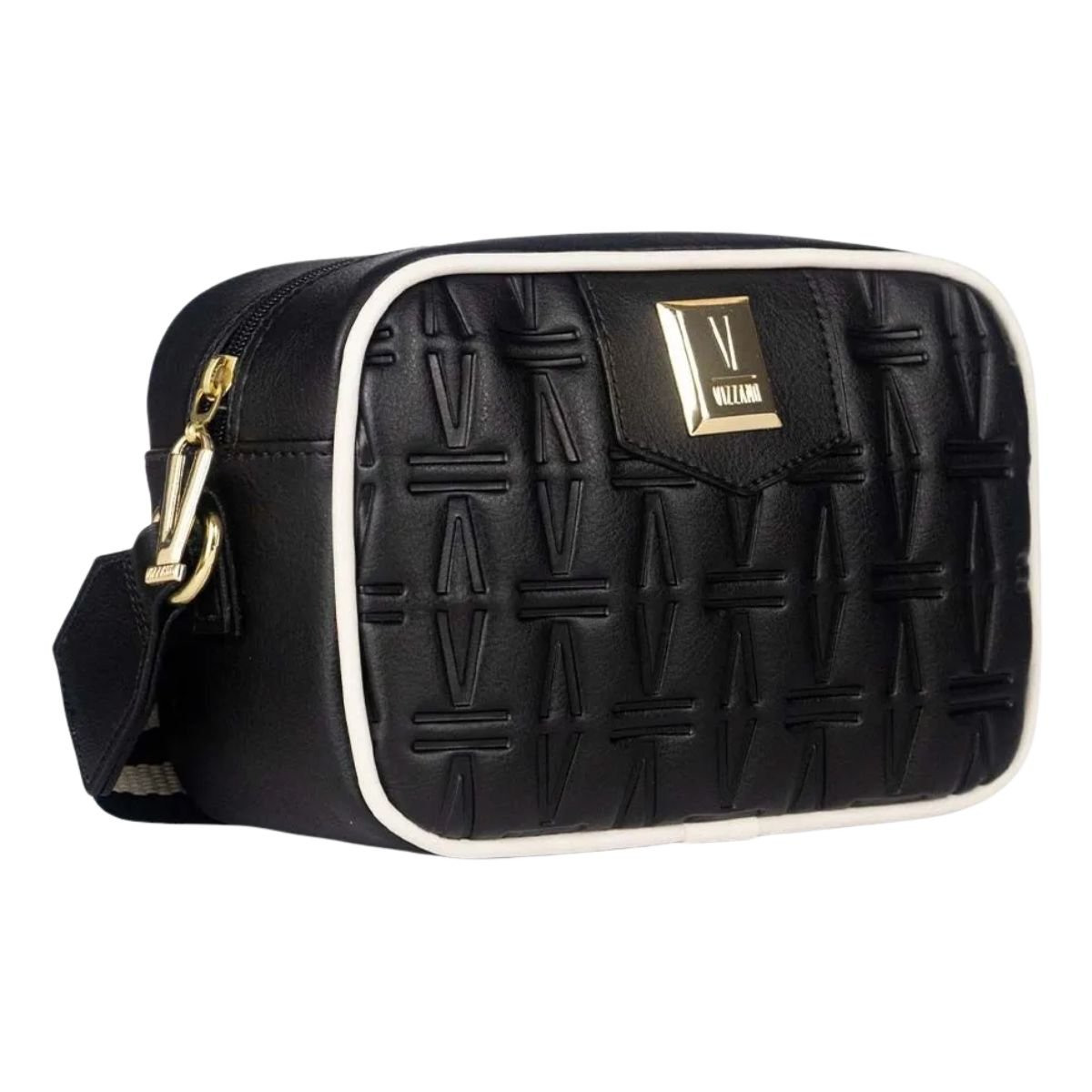 Bolsa Vizzano Tote Alca Transversal Bicolor Preto e Branco Off Preto 2