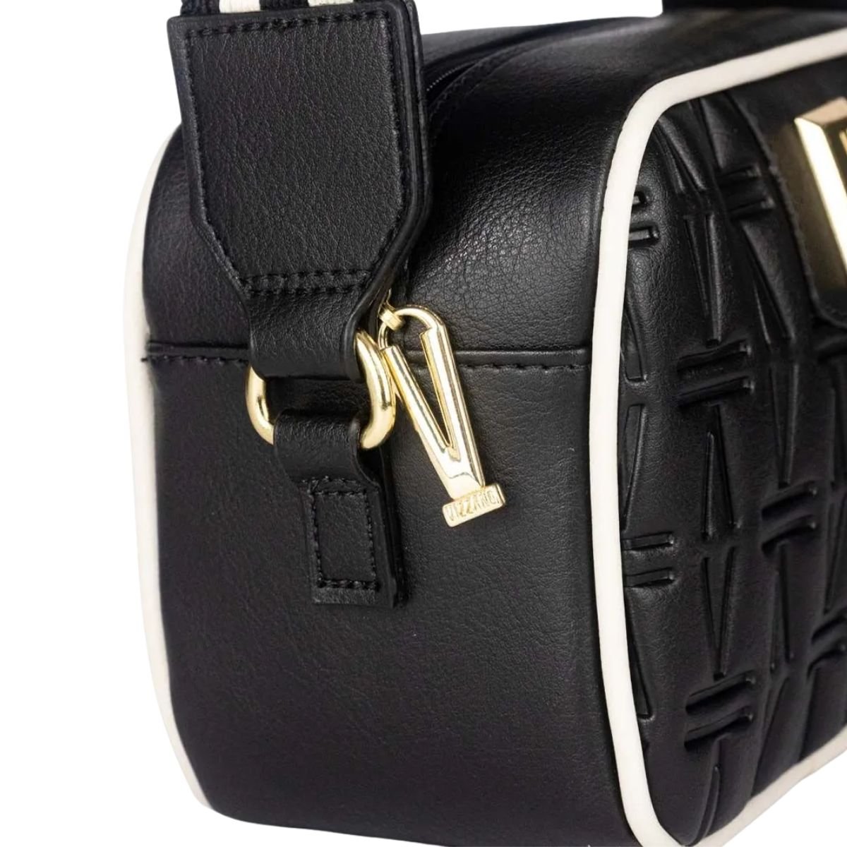 Bolsa Vizzano Tote Alca Transversal Bicolor Preto e Branco Off Preto 3