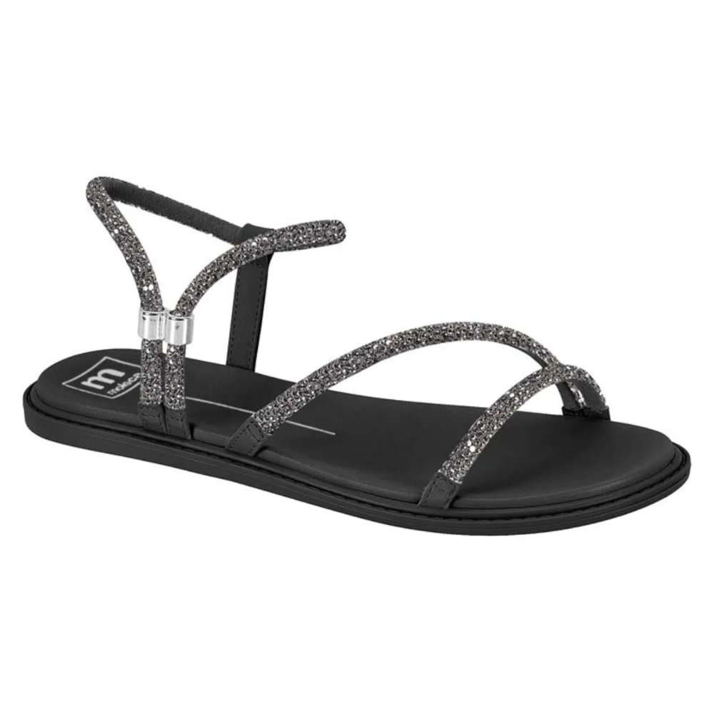Sandalia Moleca Rasteira Brilhante Feminina Preta 5450237 Preto 1