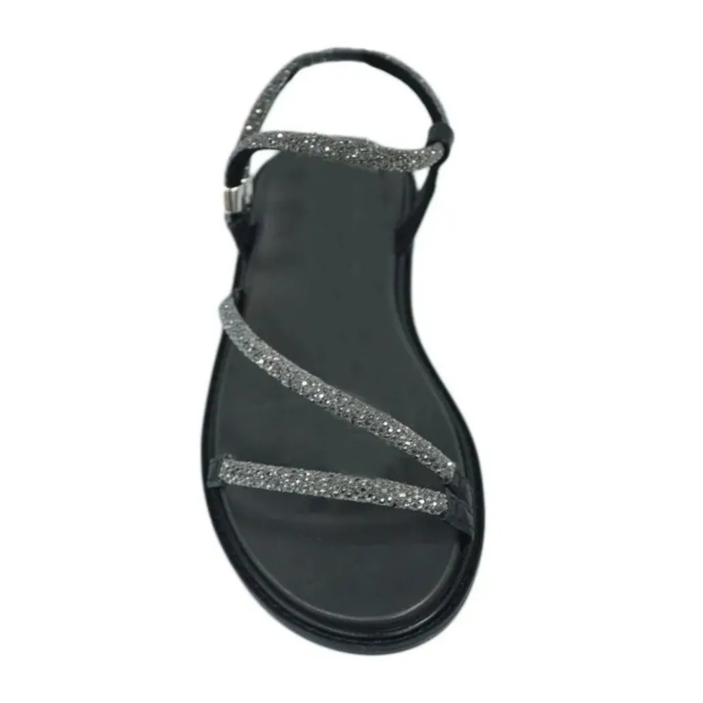 Sandalia Moleca Rasteira Brilhante Feminina Preta 5450237 Preto 4