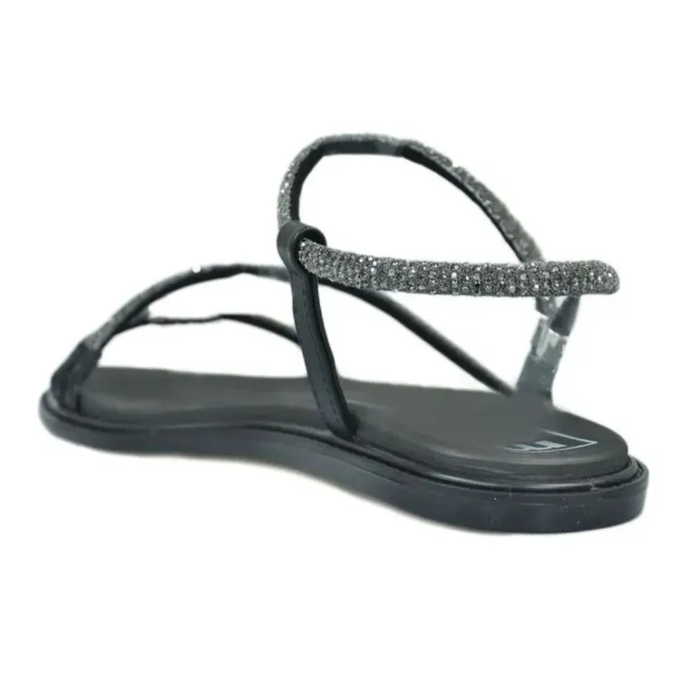 Sandalia Moleca Rasteira Brilhante Feminina Preta 5450237 Preto 5